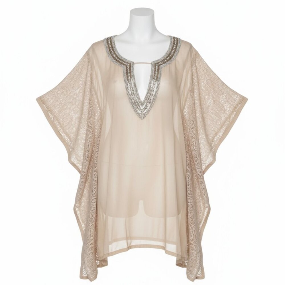Cream, Lace and Sequin tunic top/cover-up - NWT - One Size Fits Most